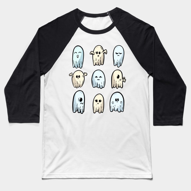 Cute Hallowen Ghosts Baseball T-Shirt by Gravity Zero